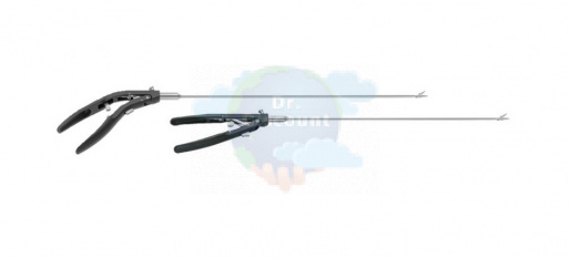 Неразборный иглодержатель, угловая рукоятка, изогнутый вправо, ТС, с насечкой, 330 мм, 5 мм