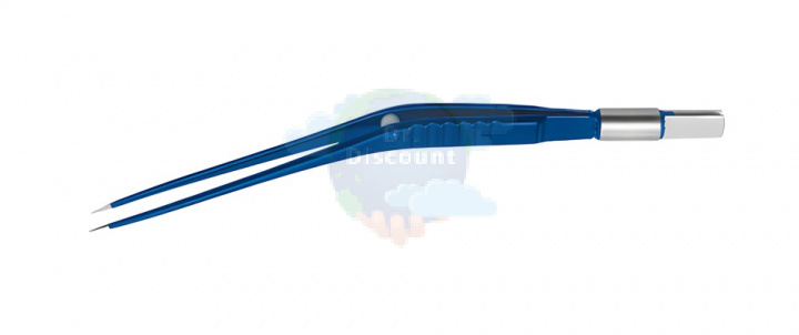 Биполярный пинцет Classic, изогнутый, наконечник 0.4 мм сверх тонкий, длина 165 мм